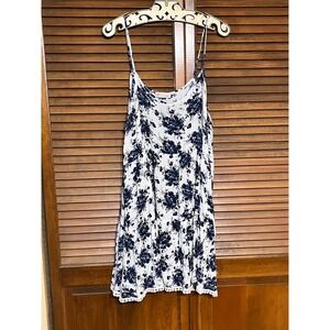Tea N Rose Los Angeles Floral Sleeveless Dress Womens Medium Blue White Boho
